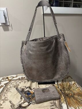 Michael Kors Nickel Shoulder Bag, NWT & Pre-owned Snake Skin Wallet